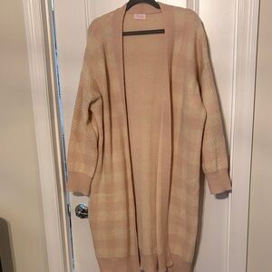 Pink Lily Beige Open-Front Cardigan